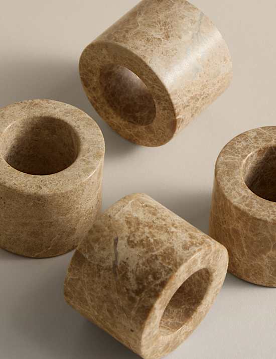 Lot de 4 ronds de serviette &agrave; motif pierre