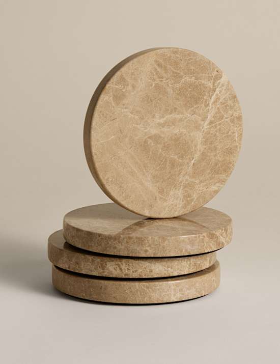 Set of 4 Stone Coasters with Holder