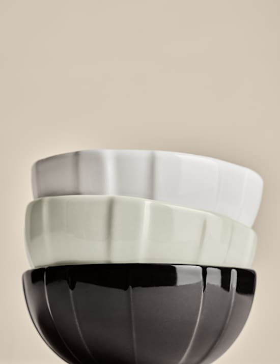 Set of 3 Ceramic Textured Nibble Bowls