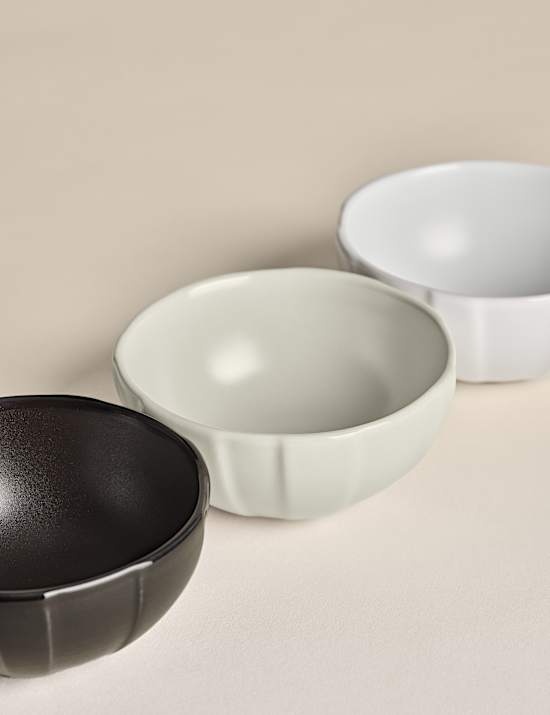 Set of 3 Ceramic Textured Nibble Bowls