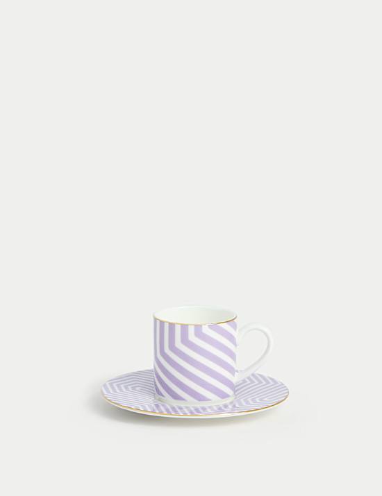 Bone China Geometric Espresso Cup & Saucer