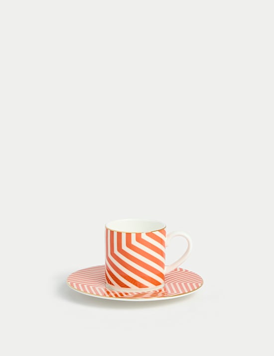 Bone China Geometric Espresso Cup & Saucer
