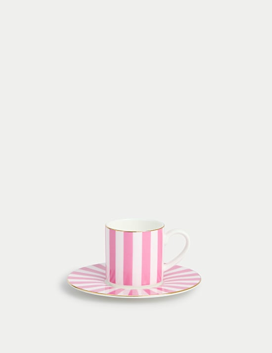 Bone China Striped Espresso Cup & Saucer