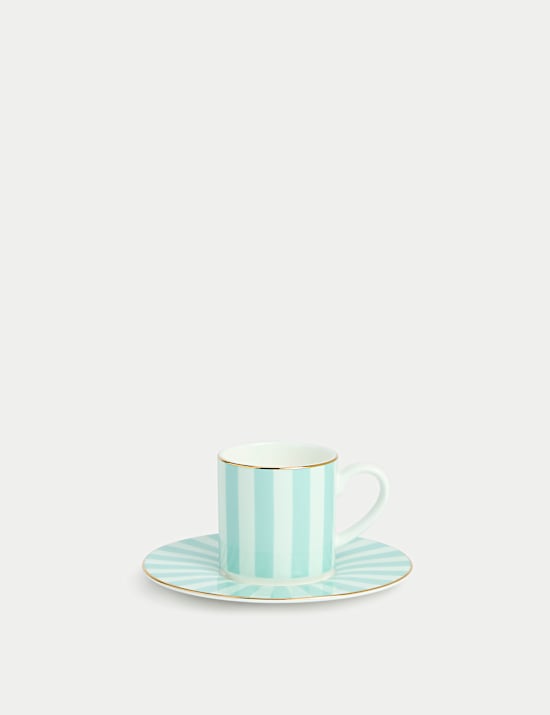 Bone China Striped Espresso Cup & Saucer