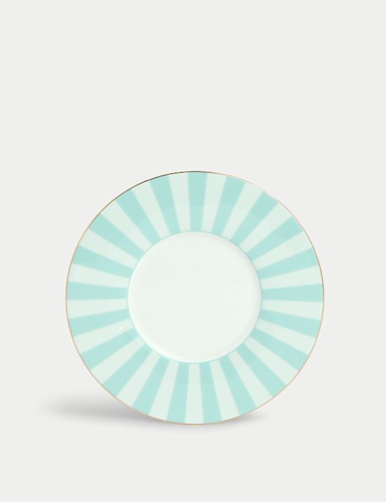 Taza y platillo de porcelana fina a rayas