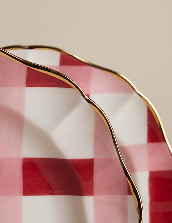 Set of 2 Retro Scallop Check Side Plates