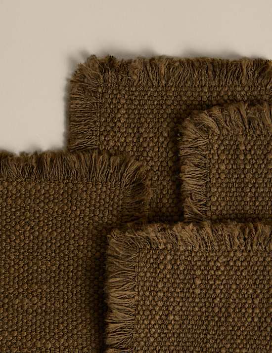 Set of 4 Pure Cotton Frayed Edge Coasters