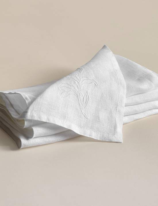 Set van 2 katoenen geborduurde servetten
