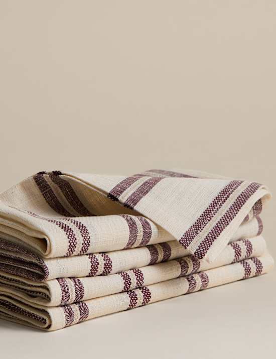 Set of 4 Cotton Rich Striped Napkins