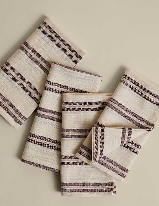 Set of 4 Cotton Rich Striped Napkins