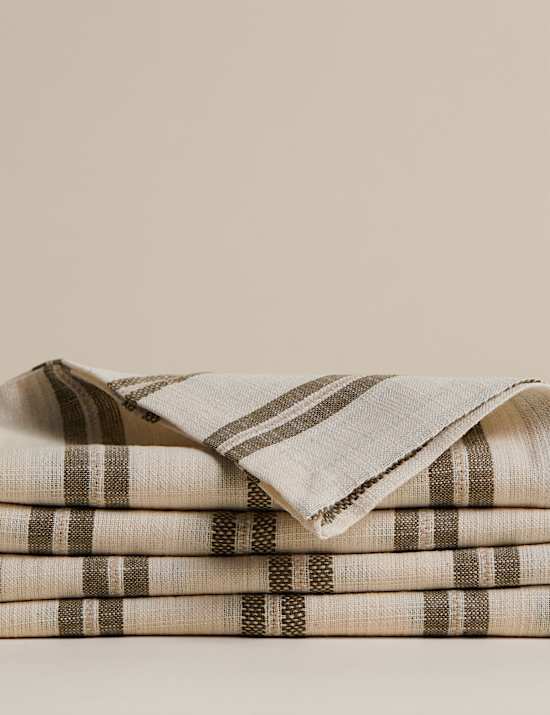 Set of 4 Cotton Rich Striped Napkins