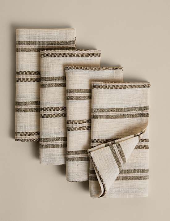 Set of 4 Cotton Rich Striped Napkins