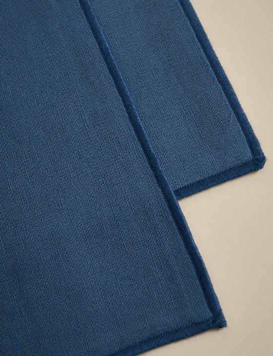 Set of 2 Cotton with Linen Embroidered Edge Placemats