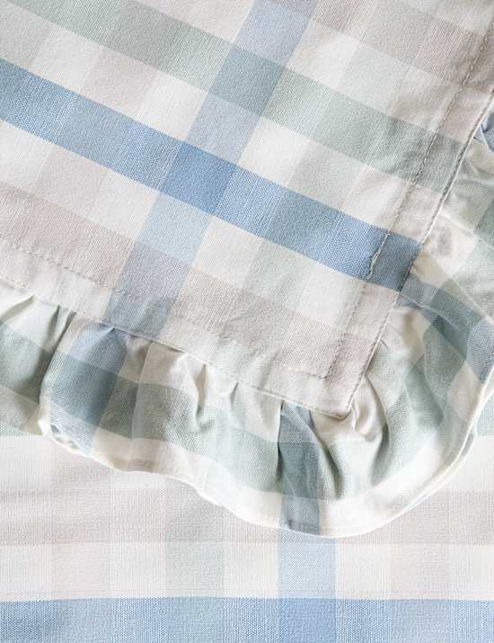 Cotton with Linen Gingham Ruffle Tablecloth