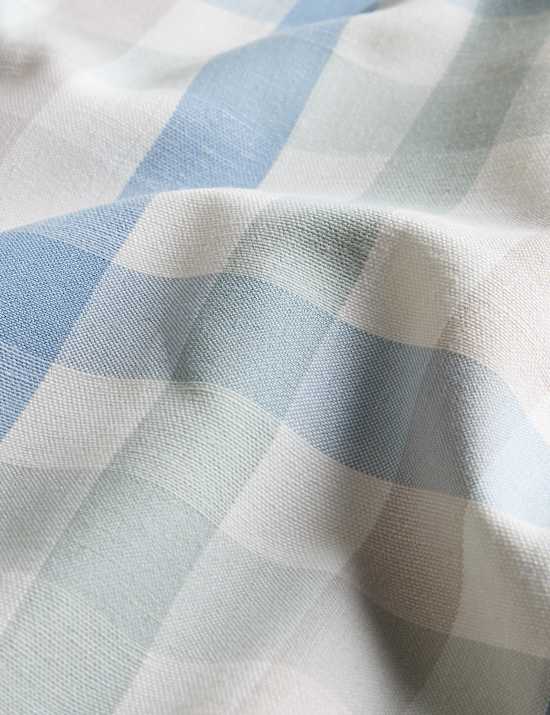 Cotton with Linen Gingham Ruffle Tablecloth