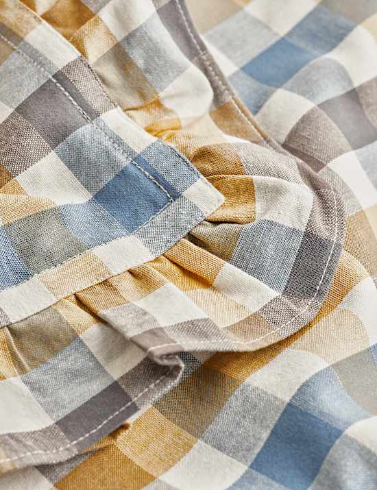 Cotton with Linen Gingham Ruffle Tablecloth