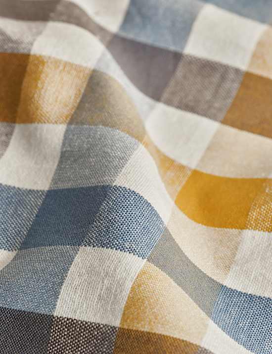 Cotton with Linen Gingham Ruffle Tablecloth