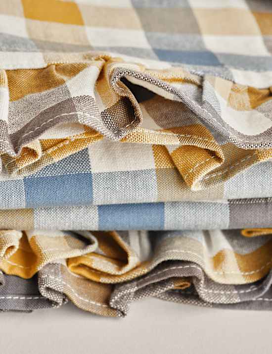 Cotton with Linen Gingham Ruffle Tablecloth