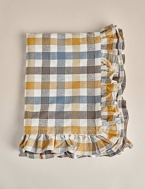 Cotton with Linen Gingham Ruffle Tablecloth