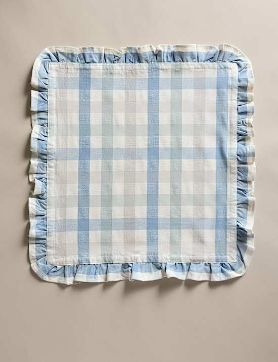 סט 4 מפיות מכותנה בשילוב פשתן עם משבצות ומלמלה