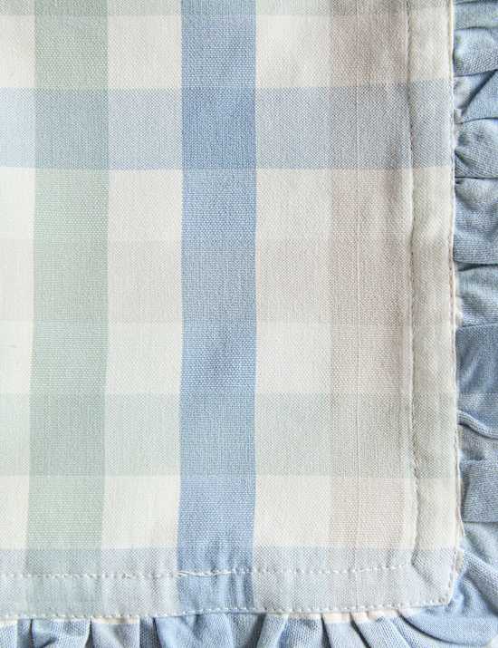 סט 4 מפיות מכותנה בשילוב פשתן עם משבצות ומלמלה