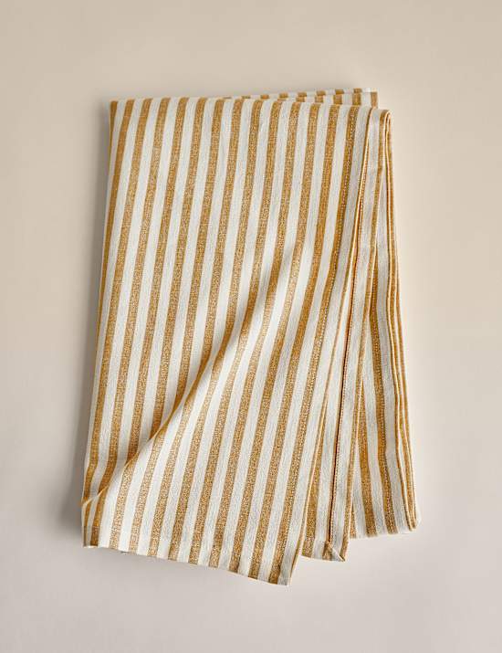 Cotton with Linen Striped Tablecloth