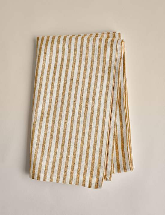 Cotton with Linen Striped Tablecloth