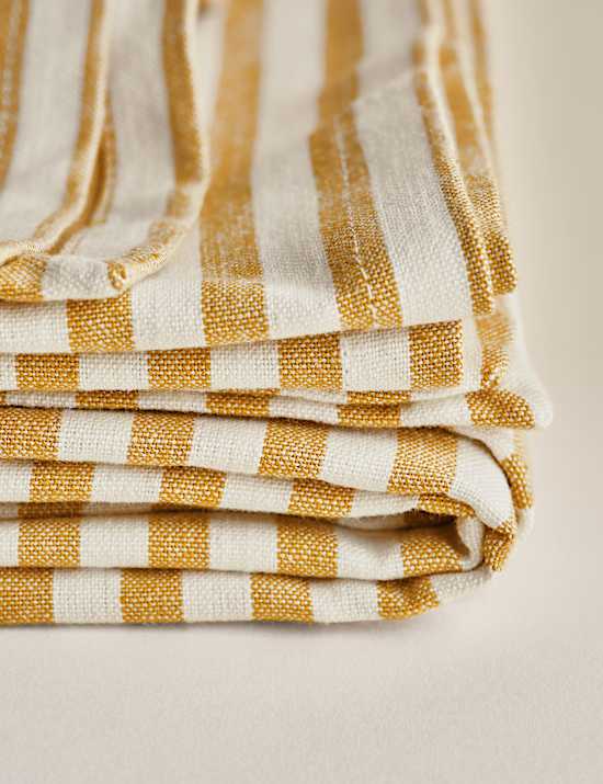 Cotton with Linen Striped Tablecloth