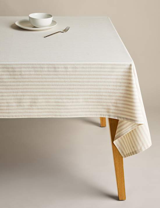 Cotton with Linen Striped Tablecloth