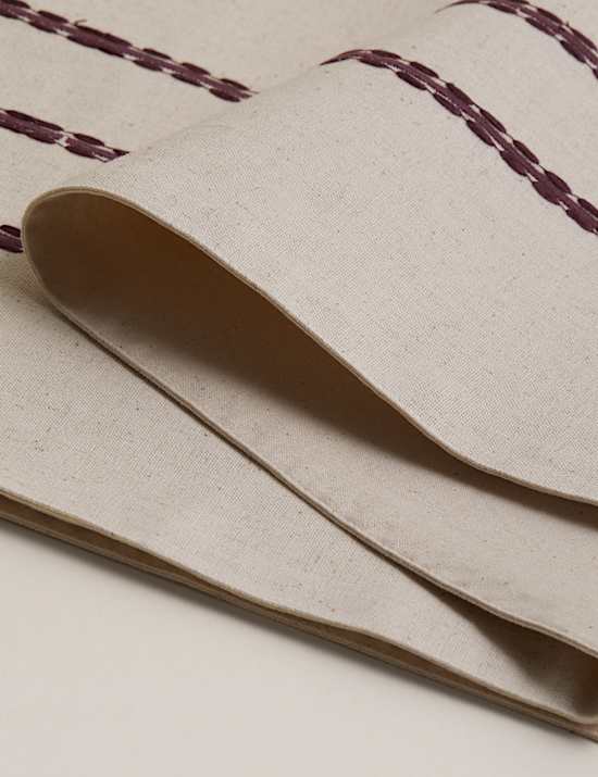 Cotton Rich Striped Table Runner with Linen