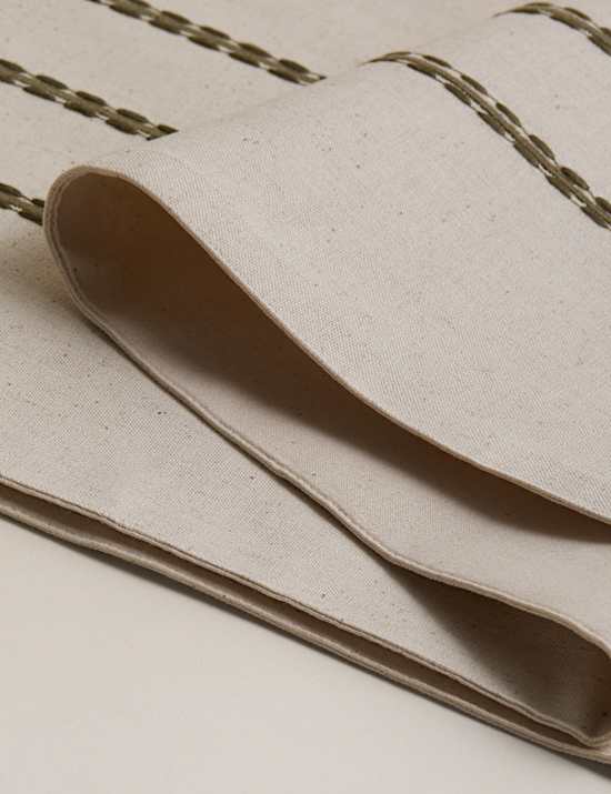 Cotton Rich Striped Table Runner with Linen