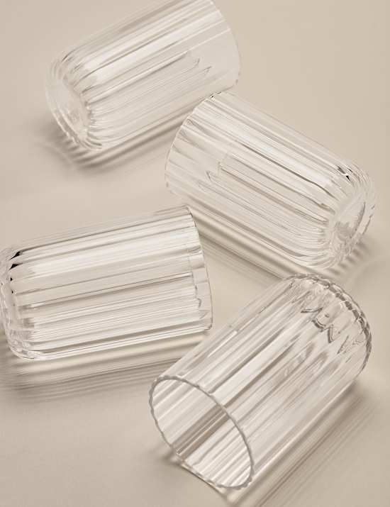 Set of 4 Ribbed Picnic Hi Ball Glasses