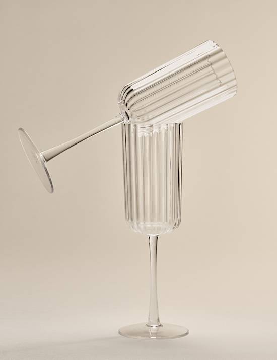 Set of 4 Ribbed Picnic Champagne Flutes