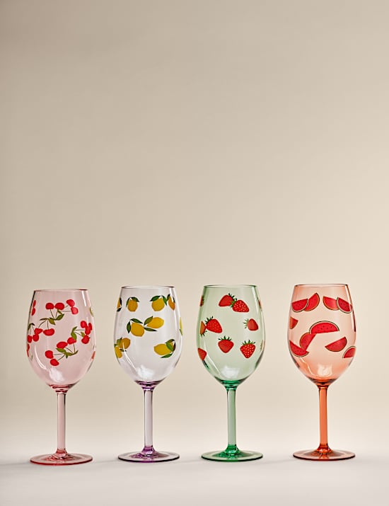 Set of 4 Summer Brights Picnic Wine Glasses