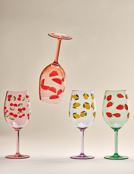 Set of 4 Summer Brights Picnic Wine Glasses