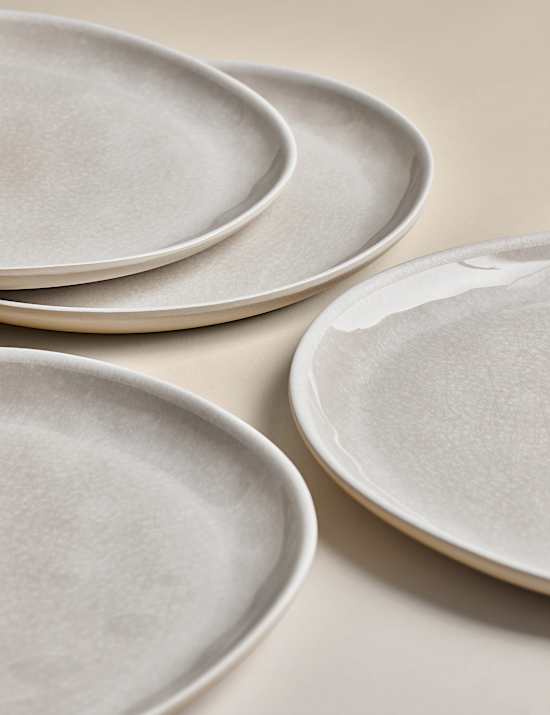 4er-Set Picknick-Essteller mit reaktiver Glasur