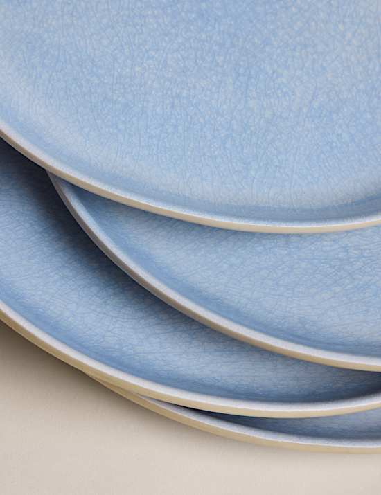 Set of 4 Linen Reactive Picnic Side Plates