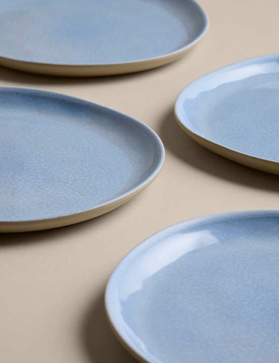 Set of 4 Linen Reactive Picnic Side Plates