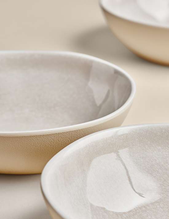 4er-Set Picknick-Müslischüsseln mit reaktiver Glasur