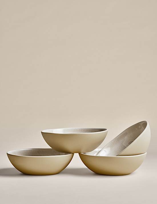 4er-Set Picknick-Müslischüsseln mit reaktiver Glasur