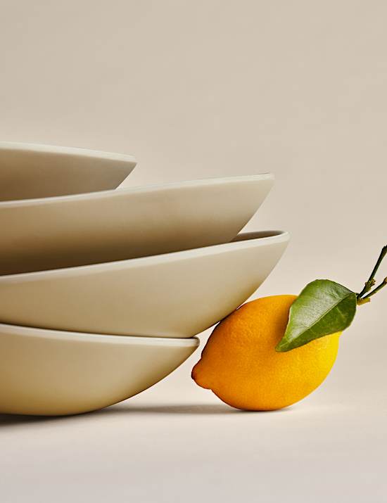 Set of 4 Linen Reactive Picnic Pasta Bowls
