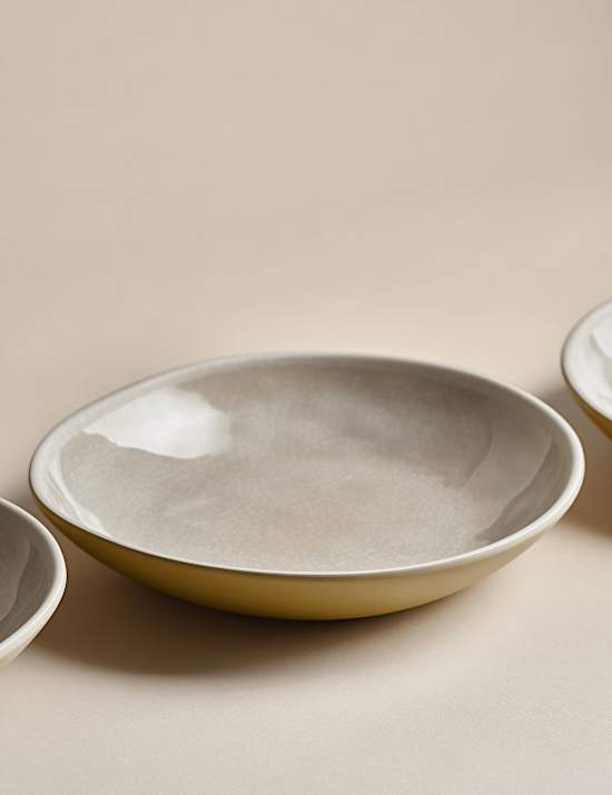 Set of 4 Linen Reactive Picnic Pasta Bowls
