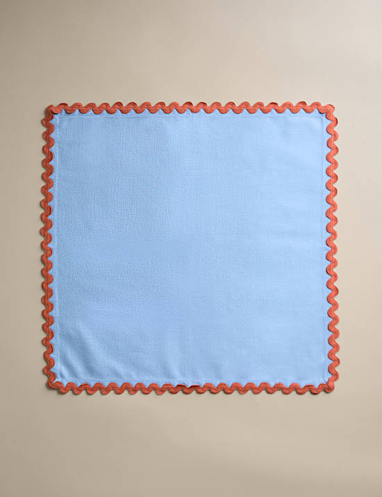 4er-Set Servietten aus Baumwolle mit Leinen und Wellenborte