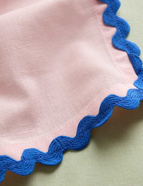 4er-Set Servietten aus Baumwolle mit Leinen und Wellenborte