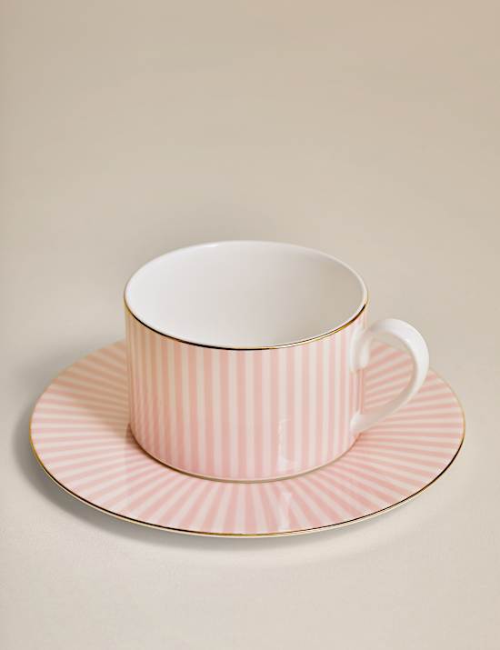 Tasse et soucoupe à rayures Hampton