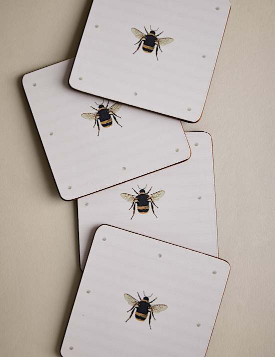 4 Platzmatten & 4 Untersetzer mit Bienenmotiv