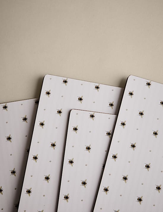 4 Platzmatten & 4 Untersetzer mit Bienenmotiv