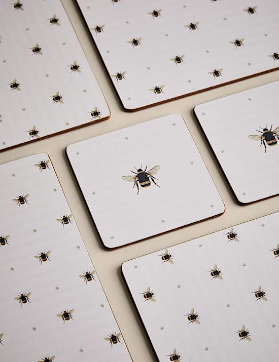 4 Platzmatten & 4 Untersetzer mit Bienenmotiv