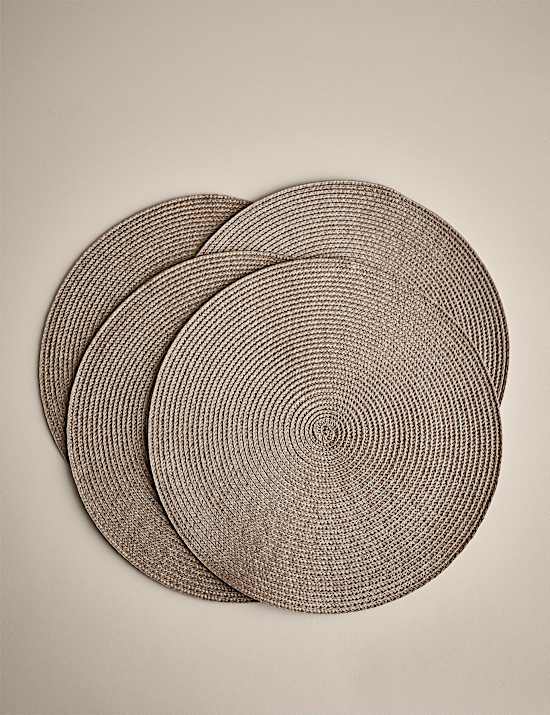 Lot de 4 sets de table tissés ronds