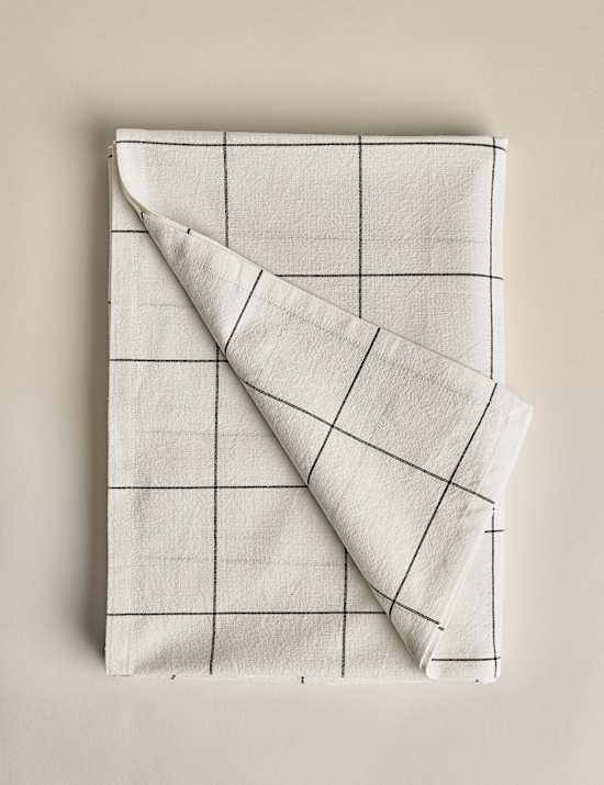 Cotton with Linen Checked Tablecloth